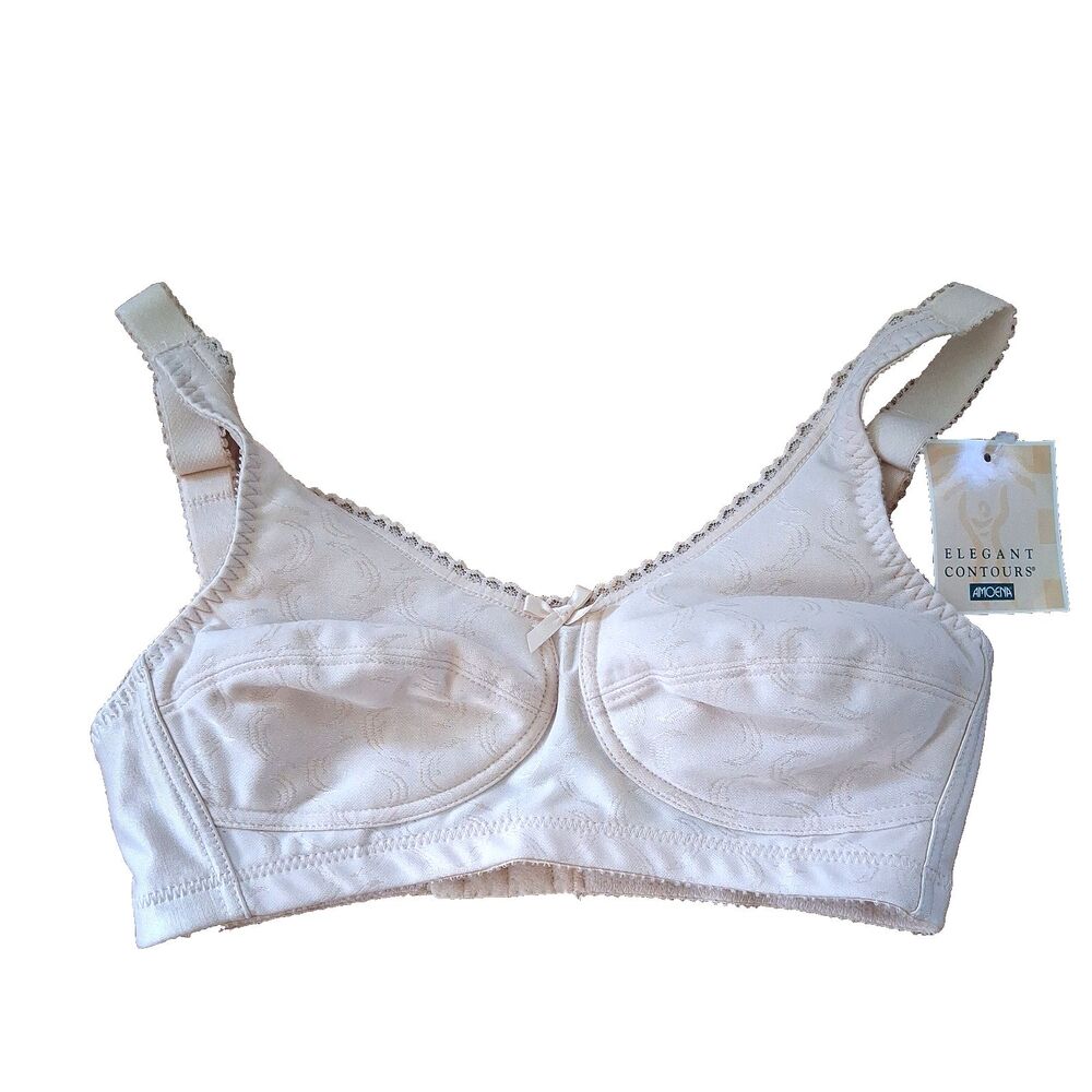 Amoena 32B Bella Mastectomy Bra Pocketed Wire Free Pearl Beige NEW Style 2114